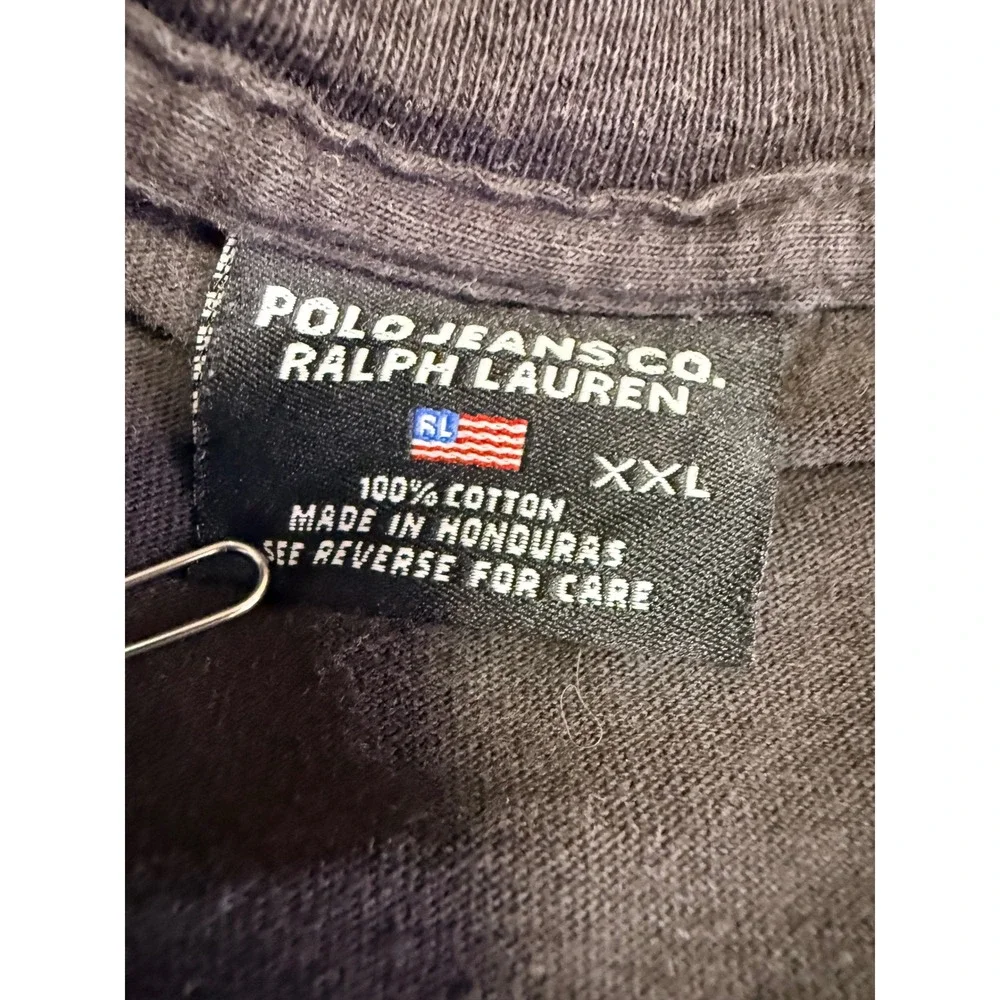 Vintage Polo Jeans Co Ralph Lauren T-Shirt Mens XXL‎ Faded Black Graphic Y2K